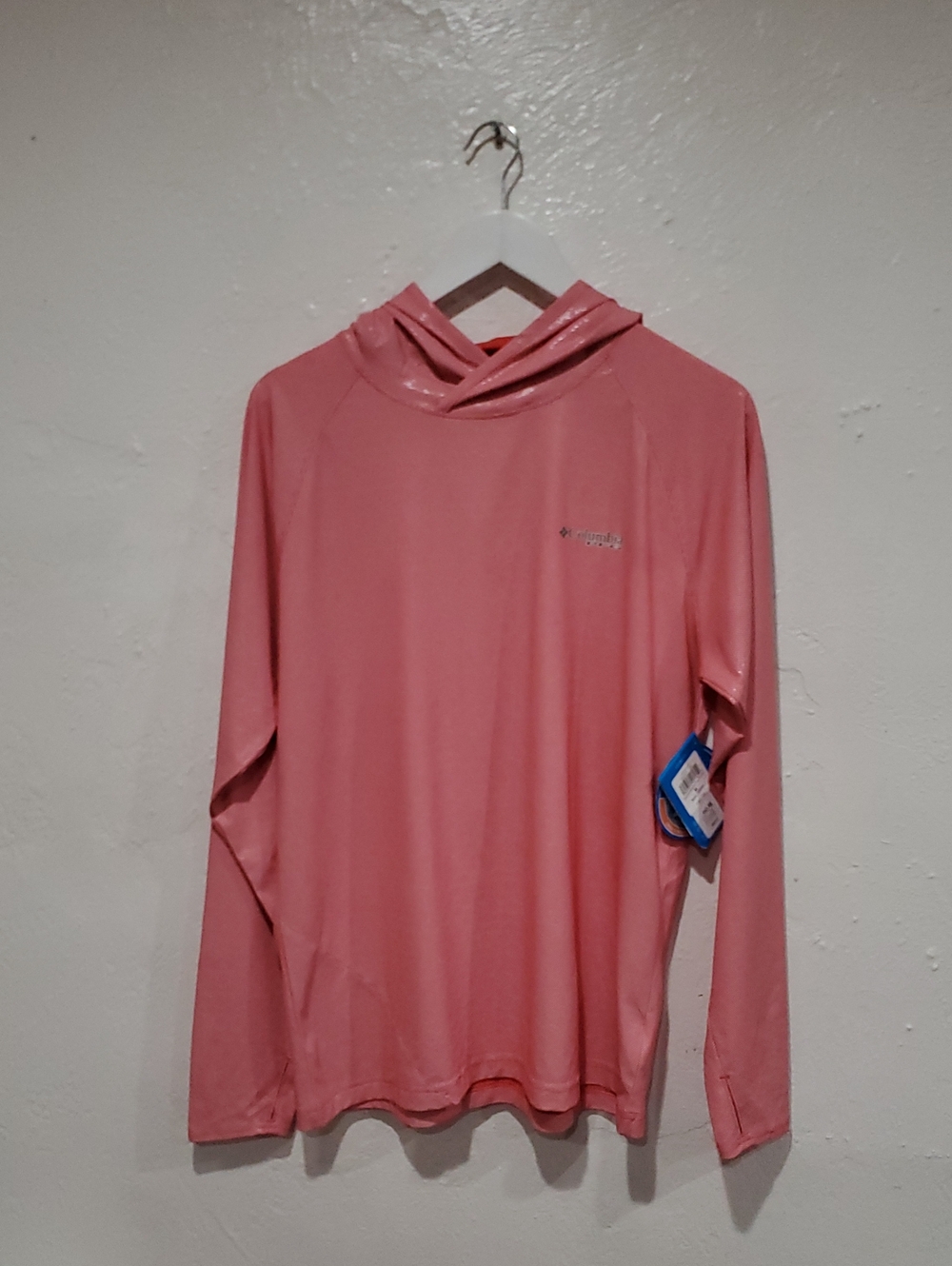 Columbia PFG Men's Pink Long-Sleeve Hooded Performance Shirt